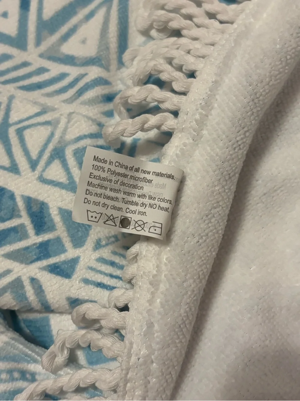 DSW Blue Geometric Round Beach Blanket with Fringe
